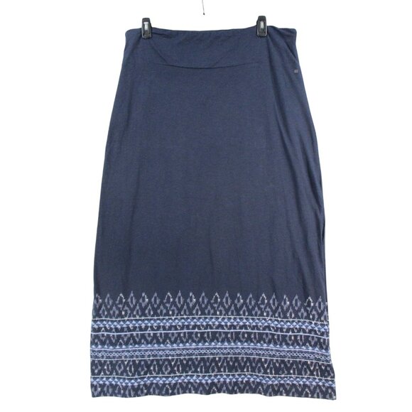 Eddie Bauer Womens Size XL Navy Blue Maxi Skirt With Ikat Pattern - Picture 1 of 10